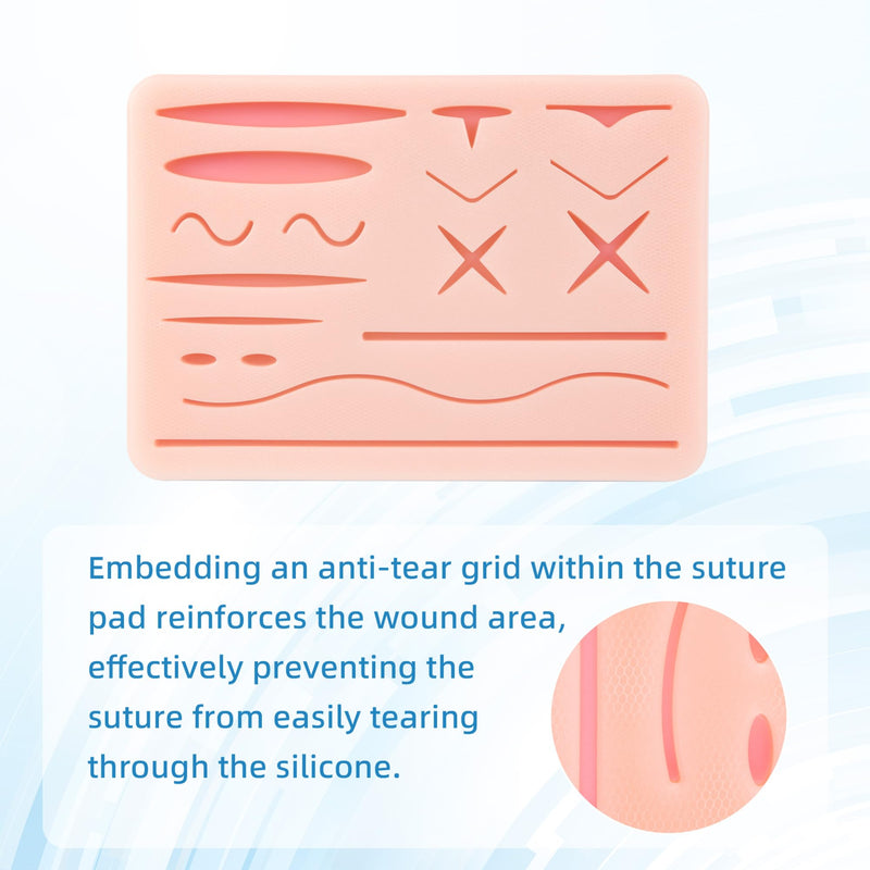 [Australia - AusPower] - Suture Practice Pad Three-Layer Silicone Skin Kit, Upgraded 17 pre-Cut Wounds, Suture Pad for Medical and Veterinary Students Training 