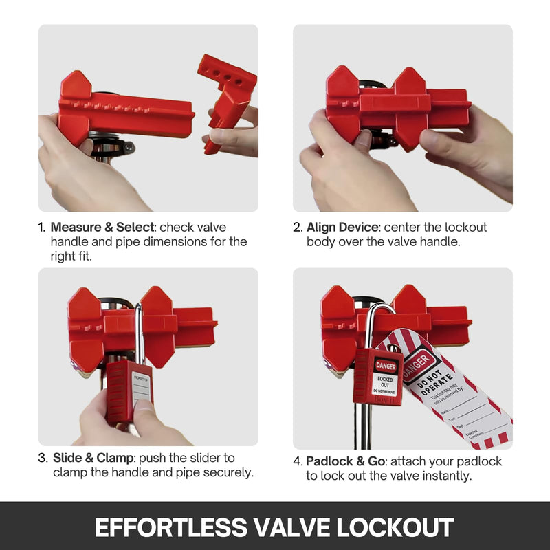 [Australia - AusPower] - Ball Valve Lockout, Adjustable Ball Valve Lockout Device for 1/2" to 2-1/2" Diameter Outside Pipe, Small Outdoor Faucet Lock, 1 Pack, 3001 