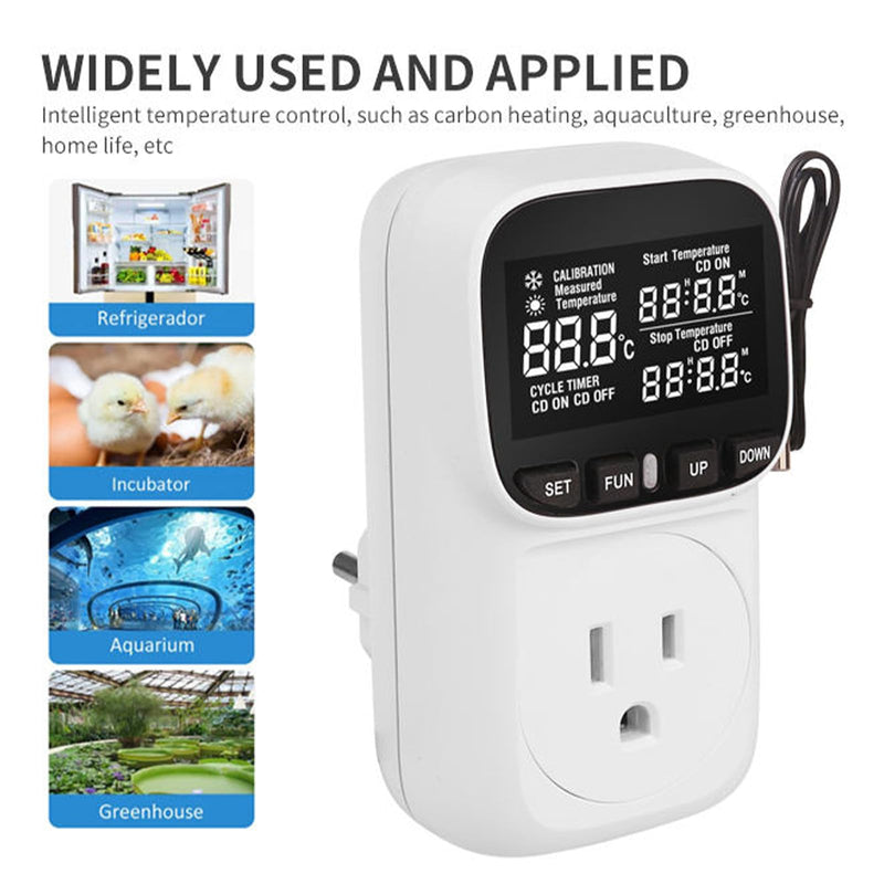 [Australia - AusPower] - Digital Temperature Controller Plug, Thermostat Outlet with Heating & Cooling Modes, 120V 15A 1800W, -104℉~210℉ Timer Cyclic/Countdown for RV, Greenhouse, Incubator, Homebrew 