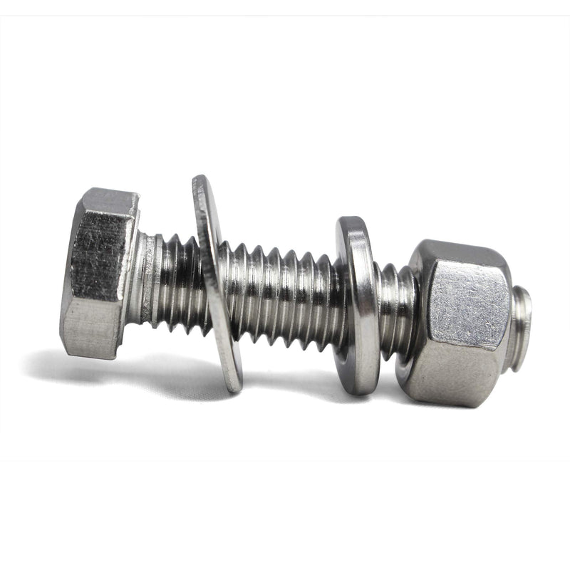 [Australia - AusPower] - SUNXULIMI 5/16-18 x 3" Bolts and Nuts Hex Head Bolts Screws, Nuts, Flat Lock Washers Hexagonal Head Bolt Stainless Bolts Machine Fully Thread Bright Assortment Kit 10Sets [5/16-18 x 3" (10Sets)] 