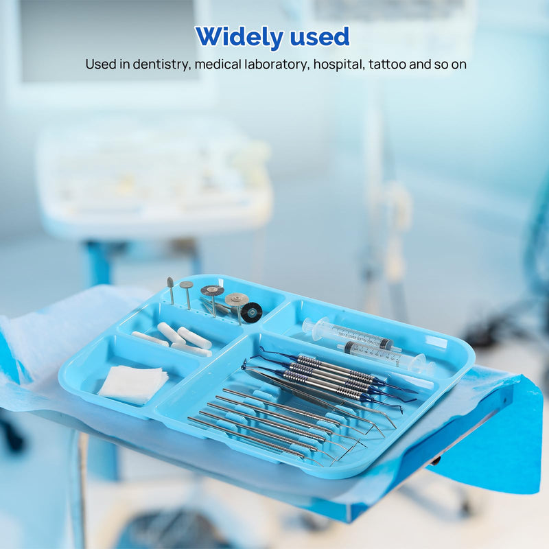 [Australia - AusPower] - JMU Dental Instrument Trays Autoclavable Plastic Divided Separate Trays 13.25" x 9.75" Size B, Dental Setup Trays, Sky Blue 1 