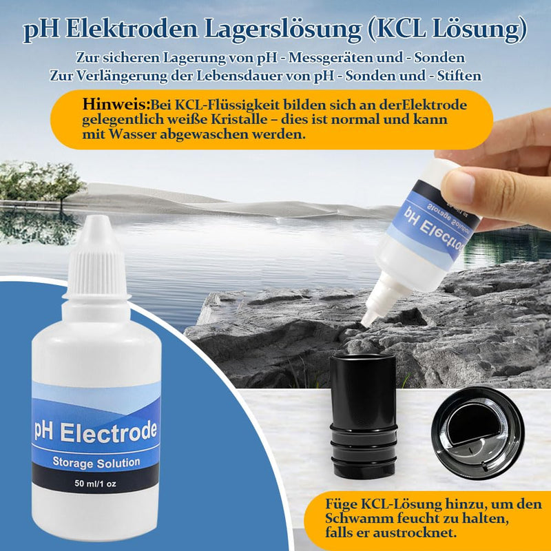 PH Calibration Solution Set (4.00, 7.00 and 10.01) with KCL Buffer Solution, 3 Bottles 50 ml PH Calibration Buffer Solution and 1 Bottle 50 ml KCL PH Probe Solution for PH Meter