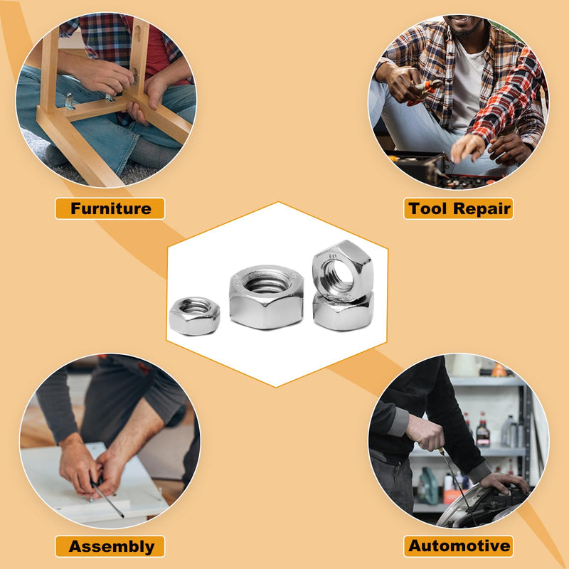 [Australia - AusPower] - 25pcs M8-1.25 Hex Nut, Stainless Steel 304, Hex Drive, Metric M8 Nuts Fasteners, Replacement Nut, Right Hand, M8-1.25mm Hexagonal Nut 