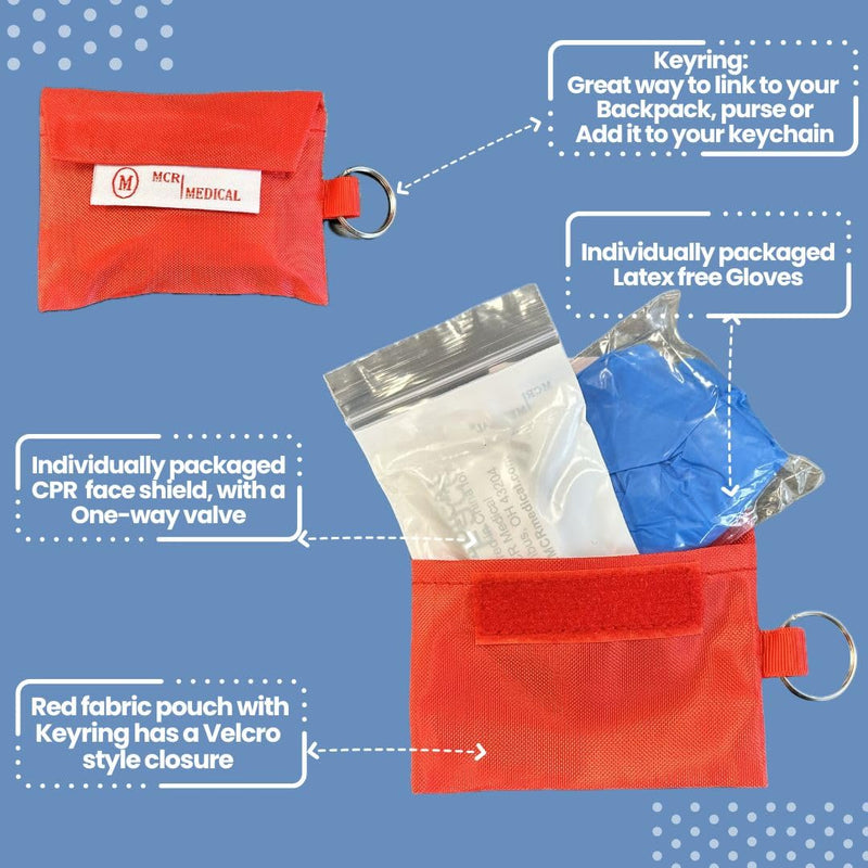[Australia - AusPower] - MCR Medical Adult/Child & Infant CPR Mask with 2 Valves & CPR Barrier Mask Key Chain 