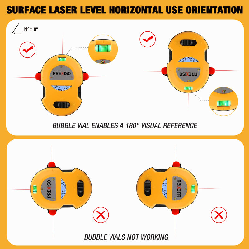 [Australia - AusPower] - PREXISO 7-in-1 Digital Wood Moisture Meter & PREXISO Multi Surface Laser Level LED Light Vial, 30Ft Horizontal and Vertical Line Laser 