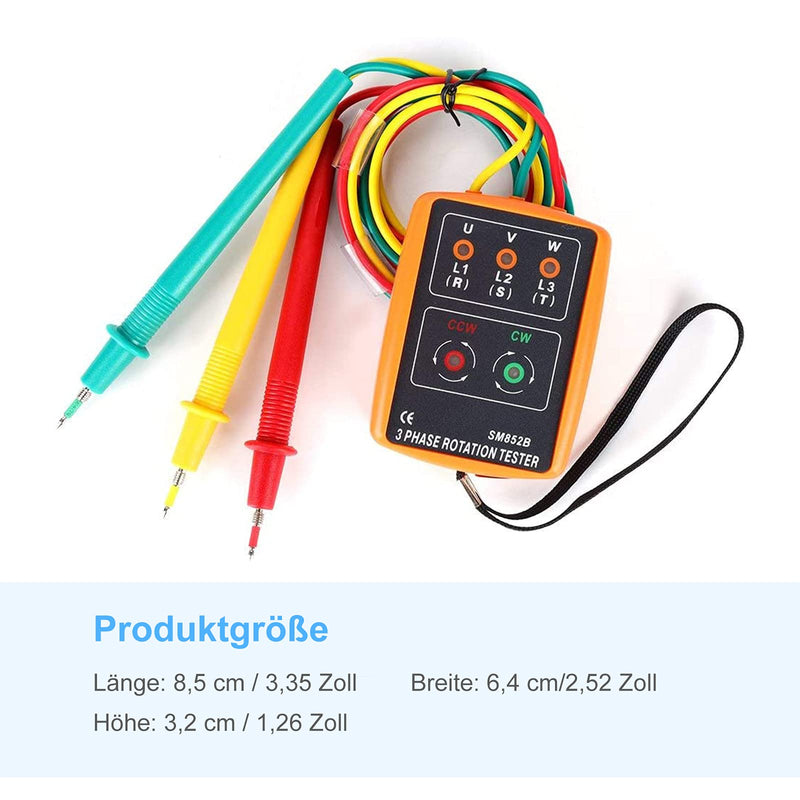 [Australia - AusPower] - RUIZHI Rotary Field Meter 3 Phase, Phase Tester, Rotary Field Meter AC60 V ~ 600 V with Crocodile Clips and Buzzer Tester Shows Suitable for High Voltage Devices 