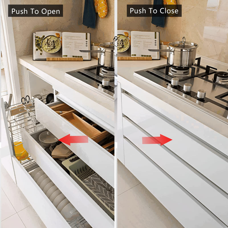 Double Push to Open Door Latch, 5 Pack Magnetic Push Latches, Adhesive Heavy Duty Touch Latch Hardware for Push to Open, Magnetic Catch for Cabinet Drawer Wardrobe Kitchen Door Double Push Catch