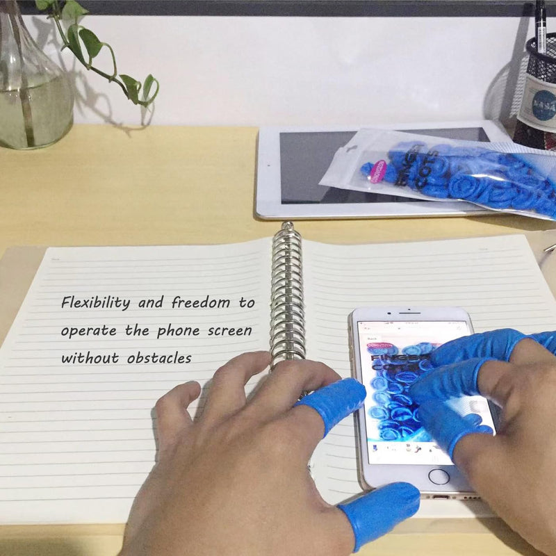 [Australia - AusPower] - Medium Disposable Nitrile Finger Cots, Anti-Static Non-allergenic Finger Protectors,Suitable for Beauty, Cleaning, Massage,Electronic Repair 100 pcs (Blue) Blue 