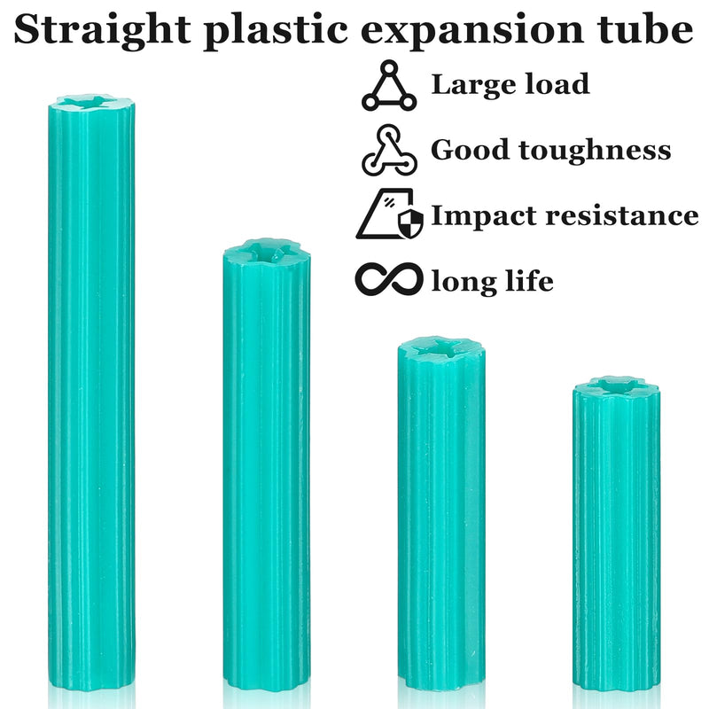 [Australia - AusPower] - 200 Pcs Expanding Plastic Screw Anchors 1/4" Hole Green Plastic Anchors for Concrete Tile Cement Bolt Expansion Tube for #10,11,12 Screws, Fix to Wall Drywall or Other Surface(1-1/2") 1-1/2" 