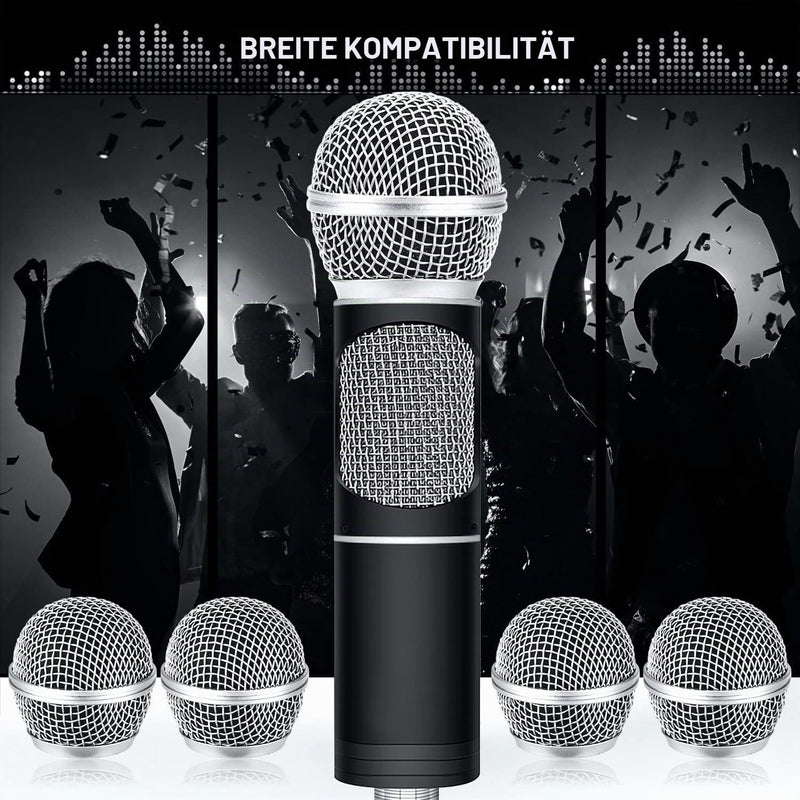 4 Pieces Metal Microphone Mesh Heads, Microphone Metal Head with Sponge, Compatible with SM58 Microphone, Replacement Microphone Grid, Wired and Wireless Microphones Replacement Microphone Grill Head