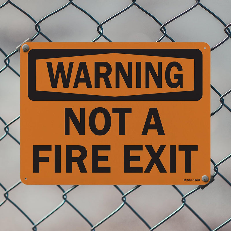 Not A Fire Exit OSHA Warning Rigid Plastic Sign 14 Inch x 10 Inch - 5 Pack 5 Pack of 14" x 10"