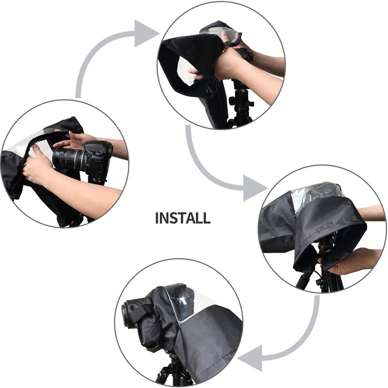 [Australia - AusPower] - WANBY Waterproof Camera Rain Cover Professional Soft Black Camera Rain Covers for All DSLR SLR Cameras 