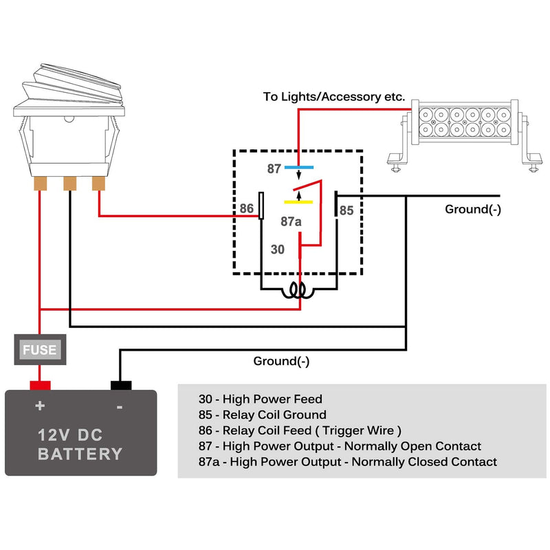 [Australia - AusPower] - Nilight 5 Pack Waterproof Relay and Harness 40/30 AMP Heavy Duty 12 AWG Tinned Copper Wires 5-PIN SPDT Style 12V Automotive Relay and Harness Set 30A-5PC 