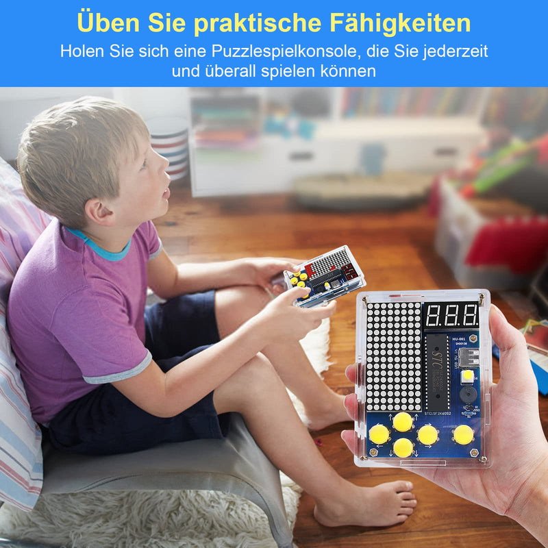 DIY Game Console Handset with Acrylic Casing, Soldering Practice Kit, DIY Retro Classic Electronics Kit for Mint School Education Yellow button