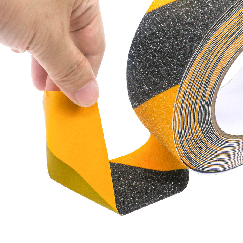 BOMEI PACK Anti Slip Traction Tape,2 Inch x 33 Ft,Heavy Duty Non Slip Tape,Grip Tape for Stairs, Tread Step, Indoor & Outdoor Use,Waterproof Stairs Non Skid Treads (Yellow and Black) Yellow and Black
