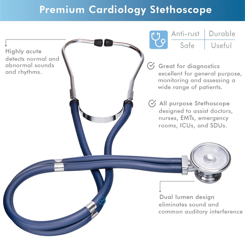 [Australia - AusPower] - NOVAMEDIC Professional Aneroid Sphygmomanometer Blood Pressure Machine and Stethoscope Set, Universal Adult Size Cuff Arm 8.7-16.5", Manual Emergency BP Monitor Kit with Carrying Case, Blue 