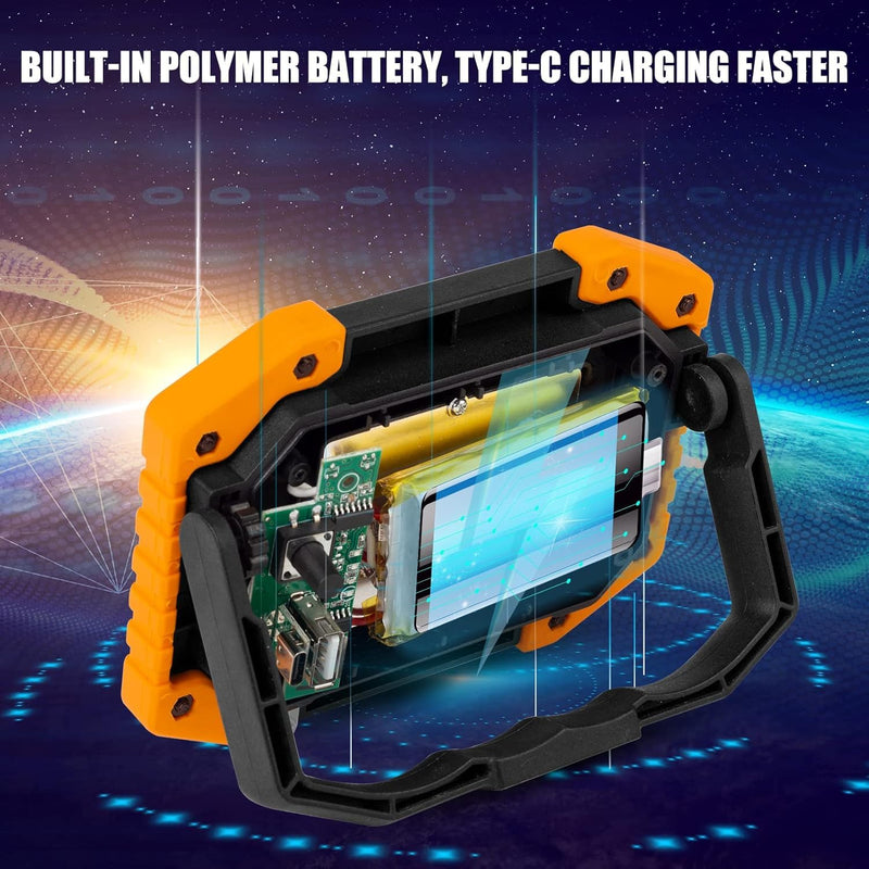 [Australia - AusPower] - OTYTY LED Work Light Rechargeable, 30W 1500LM Battery Powered Portable Flood Lights with Magnetic Base, 4200mAh Battery for Camping Outdoor Car Repairs Job Site Lighting 2 Pack Yellow 2PCS 