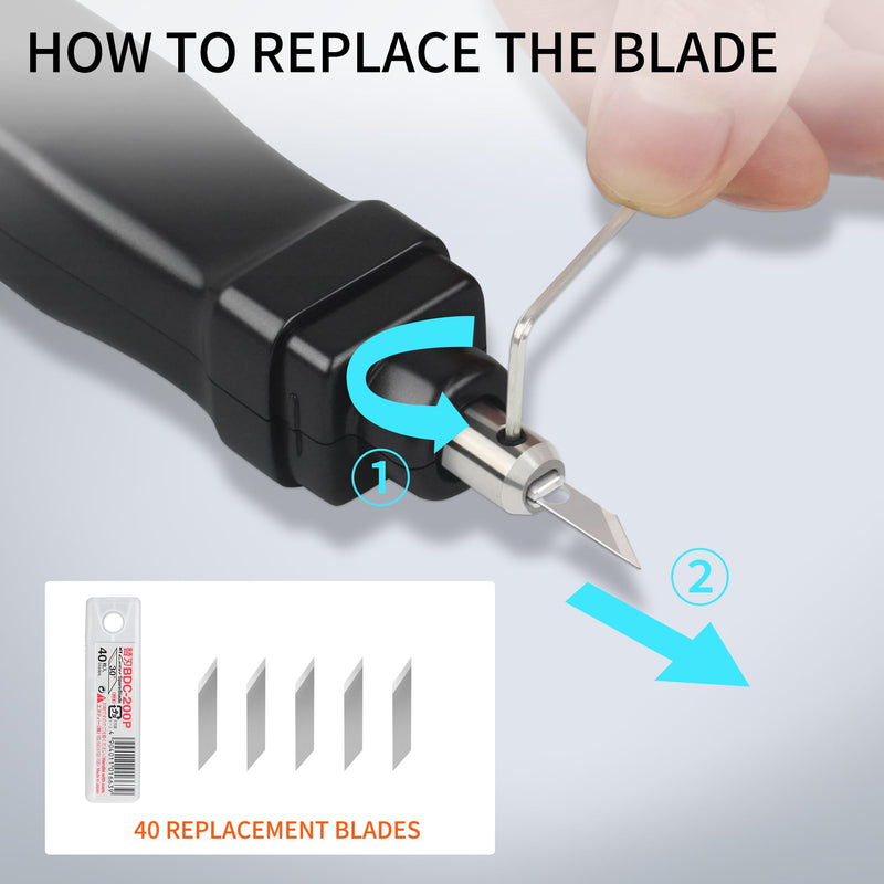 Handheld Ultrasonic Cutter RIMOVANS,Patented Non-Slip Grip,40 Replacement Blades,30W 40KHz High-Precision Ultrasonic Cutting Knife for Plastic, Resin, Carbon Fiber,3D Print Models & More