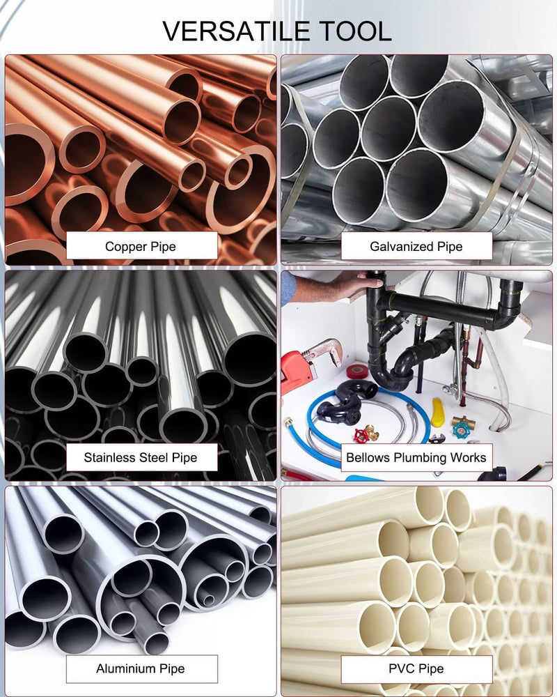 Tube Deburring Tool, 1/4" to 1-1/4" Inner/Outer Pipe Reamer, Stainless Steel Plumbing Tool for Smoothing Reaming Copper PVC Metal Brass Aluminium Pipes