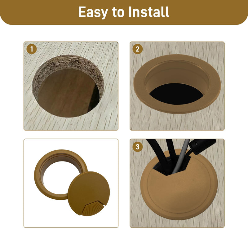 [Australia - AusPower] - Desk Grommet 2 Inch Sturdy ABS Plastic Desk Hole Cover for Cables Black Desk Hole Grommet for Organizing Home & Office Table Cables 2 Inch-6pcs-ABS Brown 6 