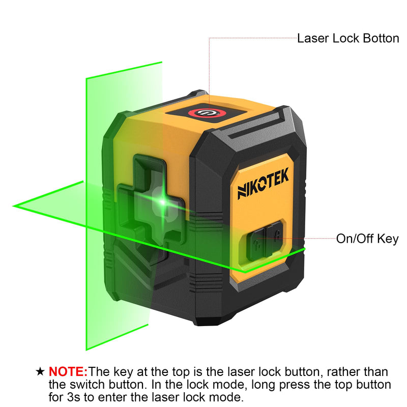 [Australia - AusPower] - Laser Level Self-Leveling Green Beam Horizontal and Vertical Cross-Line Laser for Home Decoration Carrying Pouch, Battery Included 