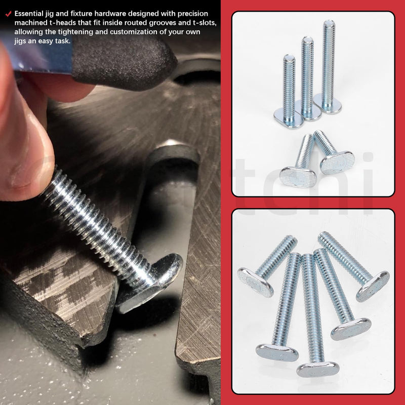 [Australia - AusPower] - Hilitchi 40Pcs 5Sizes Tee Bolt Set 1/4"-20 T Bolts T Track Bolts Jig Bolts T Bolt Set T Slot Bolts T Slot Drop-in Sliding Bolts Long T Slot Bolts for Woodworking Jigs 