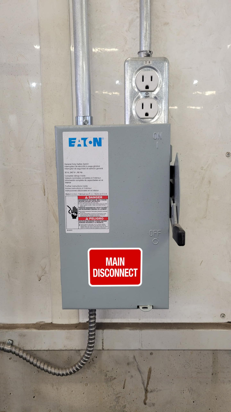 12 Pack 3" x 2" Main Disconnect Sticker Outdoor Laminated Electrical Label Notice Emergency Sign Symbol Decal Marker Vinyl 3x2 2x3 inches Vinyl Waterproof 3" x 2" MD