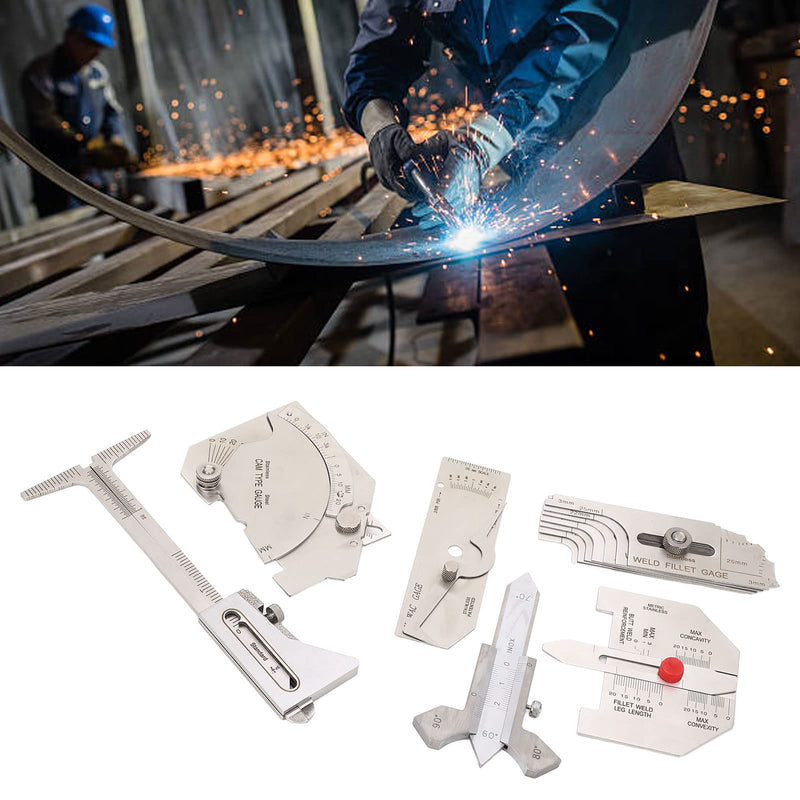 [Australia - AusPower] - 6 Piece Fillet Weld Set, Stainless Steel Metric Welding Inspection with Bag, Includes MG - 8 MG - 11, V - Wac Porosity Undercuts Checking and Hi Lo 