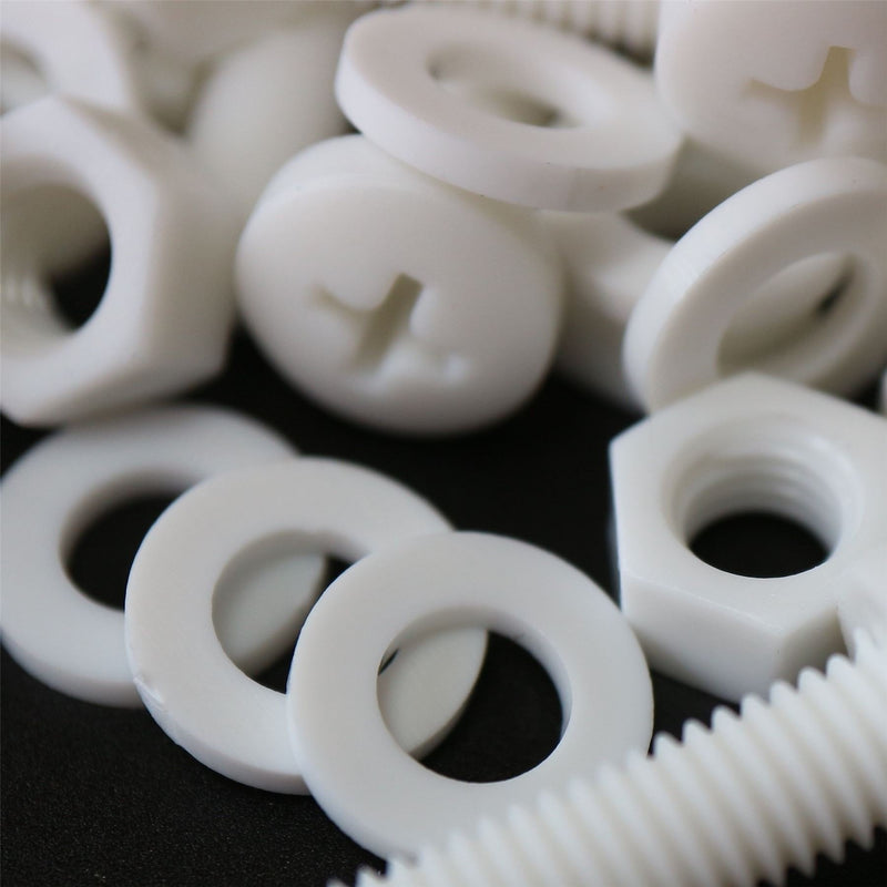 [Australia - AusPower] - 20 x White Pan Head Screws Polypropylene (PP) Plastic Nuts and Bolts, Washers, M6 x 20mm, 15/64 x 25/32 