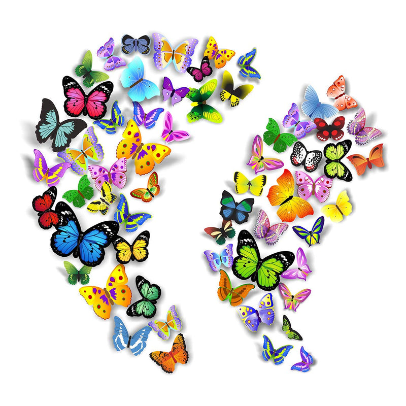 PARLAIM 104PCS Butterfly Wall Decals for Wall-3D Butterflies Wall Stickers Butterfly Decoration Butterflies Decoration Removable Mural Decals Home Decoration for Kids Nursery Bedroom Living Room Decor