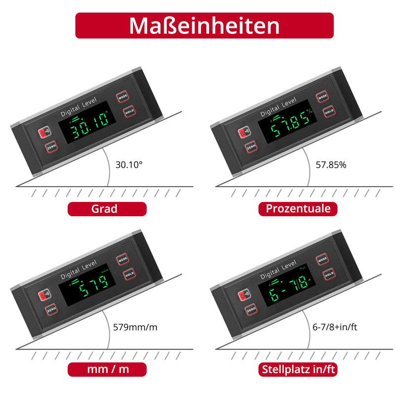 XUNTOP Digital Protractor LED Inclinometer Waterproof IP65 with V-Groove Magnetic Base, Inclinometer for Automotive, Wood and Machinery Industry (Battery Included)