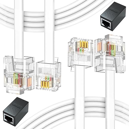 [Australia - AusPower] - Phone Jack to Ethernet Cable Adapter, RJ45 8P8C Female to RJ11 6P4C Male for Landline Telephone Service (2 Pack) 