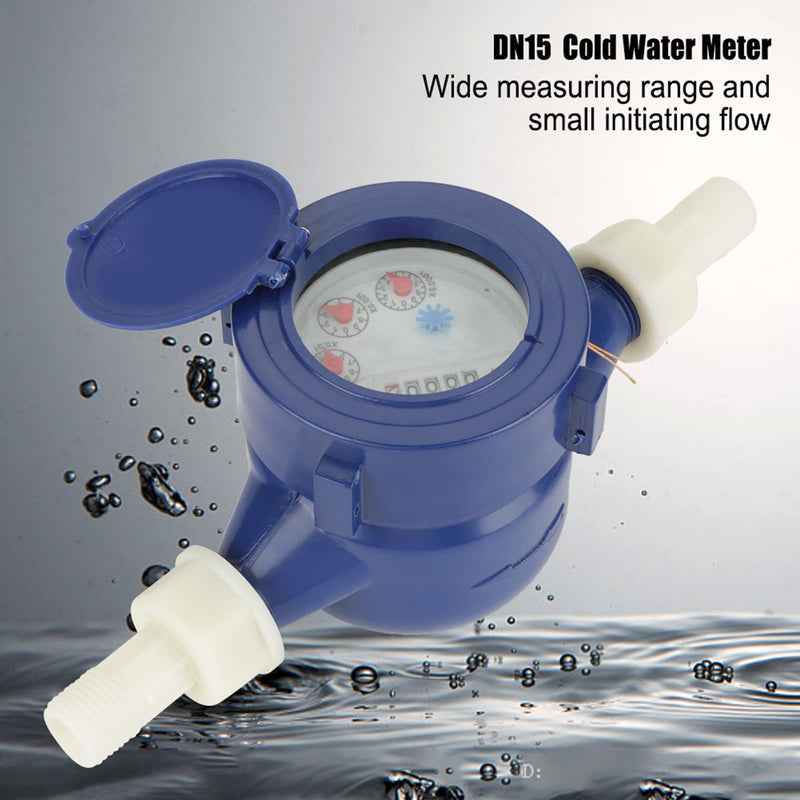 [Australia - AusPower] - Water Meter, DN15 Plastic Cold Water Meter Water Wet Measuring Tool for Home Garden 