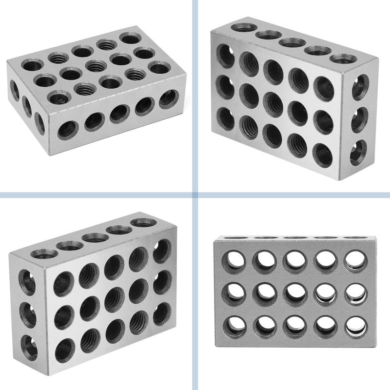 Precision Blocks, Parallel Blocks, Parallel Blocks Metric, Clamping Blocks Metric, 1-2-3 Clamping Blocks, Precision Hardened Steel 23-Hole Clamping Block 0.0001" Machinist 123 Device for Milling Machine