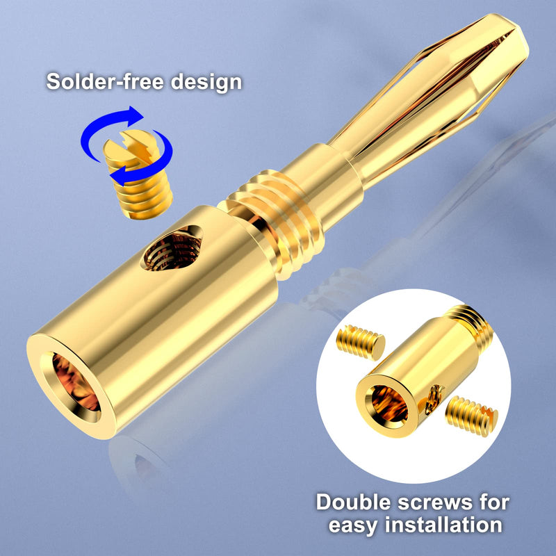 [Australia - AusPower] - VCELINK Speaker Banana Plugs 6 Pairs/12 Pcs, 24K Gold Plated Dual-Screw Type Speaker Connector for Speaker Wire, Home Theater, Wall Plate, Audio/Video Receiver and Sound Systems (Red+Black) 6 Pair 