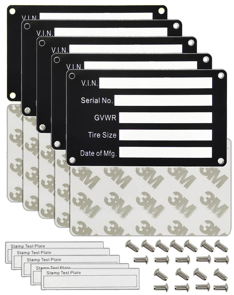 Blank Aluminum ID Plates, Metal Identification Plate, Serial Number Tag, Equipment Data Plate, Chassis ID Label, Compliance Asset Tag, Industrial Nameplate, DIY Replacement ID Plate Blank, 5 Pcs.