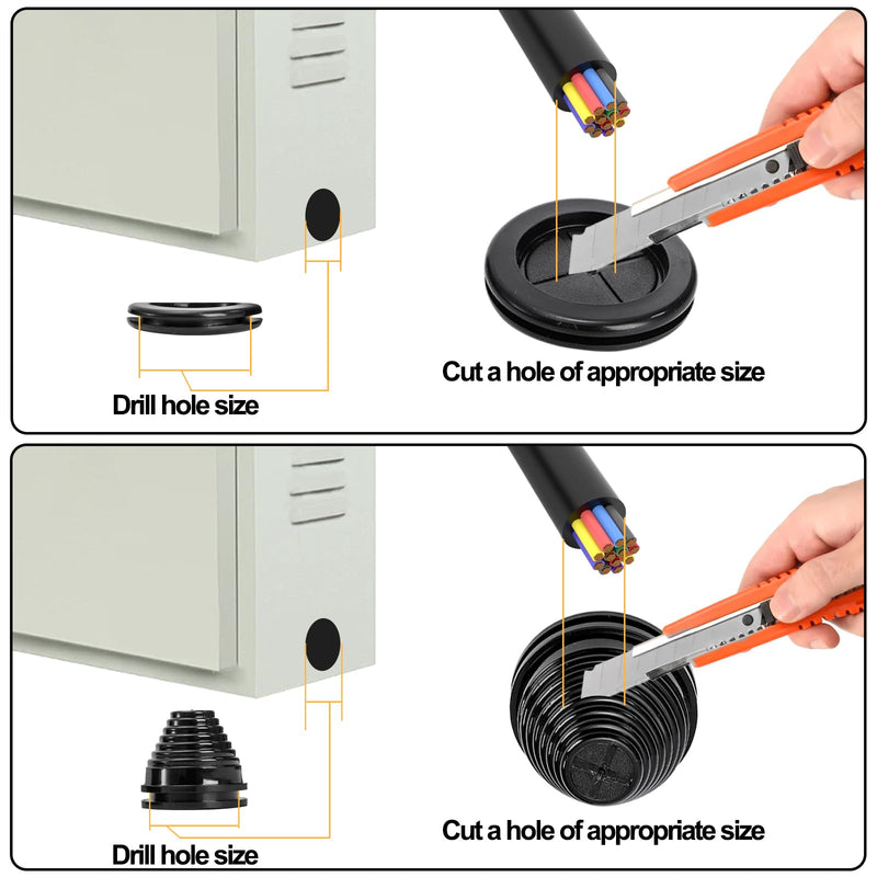 Yarlung 42 Pack Rubber Grommets Assortment Kit for Wire Protection, 7 Sizes Drill Hole Grommets Firewall Hole Plug for Wire, Plug, Electrical Appliance, Plumbing, Tower Shaped and Round Double Sided