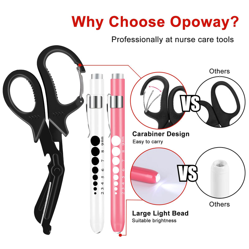 [Australia - AusPower] - Stethoscope Carrying Case Hard Stethoscope Case and Nurse Scissors and Pen Light Set Trauma Shears Pen Lights for Nurses Bandage Scissors with Carabiner LED Penlight with Pupil Gauge Stainless Steel 