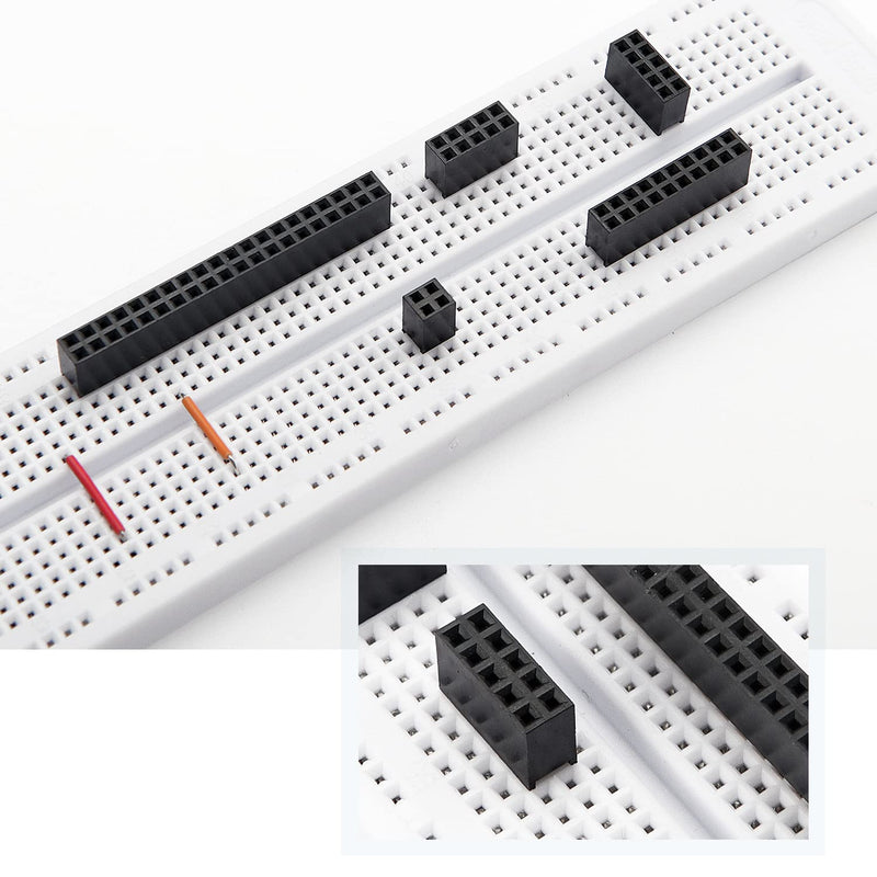 VooGenzek Pack of 65 2.54 mm Female Pin Header Double Row Pin, Straight Single Row Board Female Pin Header Socket Connector Strip for Arduino Stackable Shield (2 x 2/3/4/5/6/8/10/12/20/40 Pin) 2/3/4/5/6/8/10/12/20/40 pin female