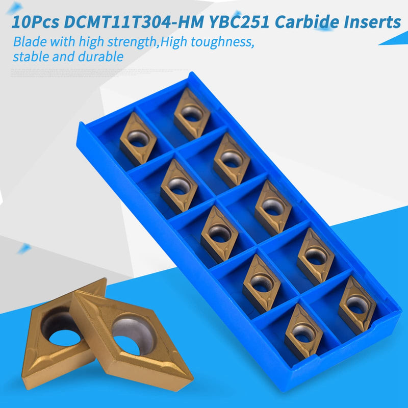 [Australia - AusPower] - KooingTech Indexable Inserts, Lathe Inserts, CNC Lathe Milling Inserts with Box DCMT11T304-HM YBC251 (Pack of 10) 