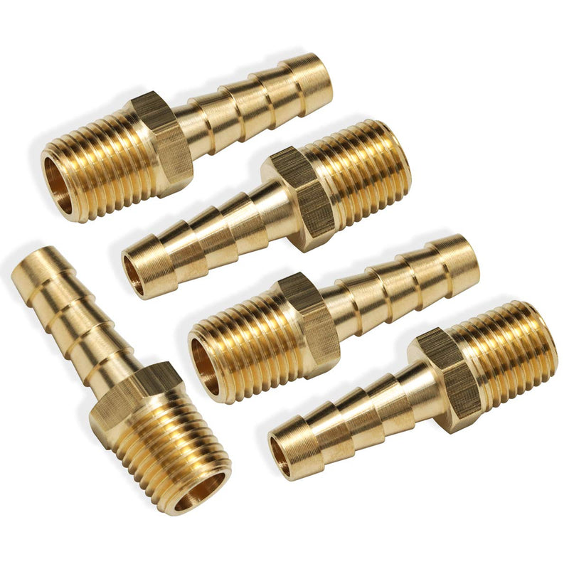 [Australia - AusPower] - 5pcs Brass Hose Barb Fittings 5/16 Inch Barb to 1/4 Inch Male NPT Thread Air Hose Fitting Adapter 5/16" Barb to 1/4" Male 