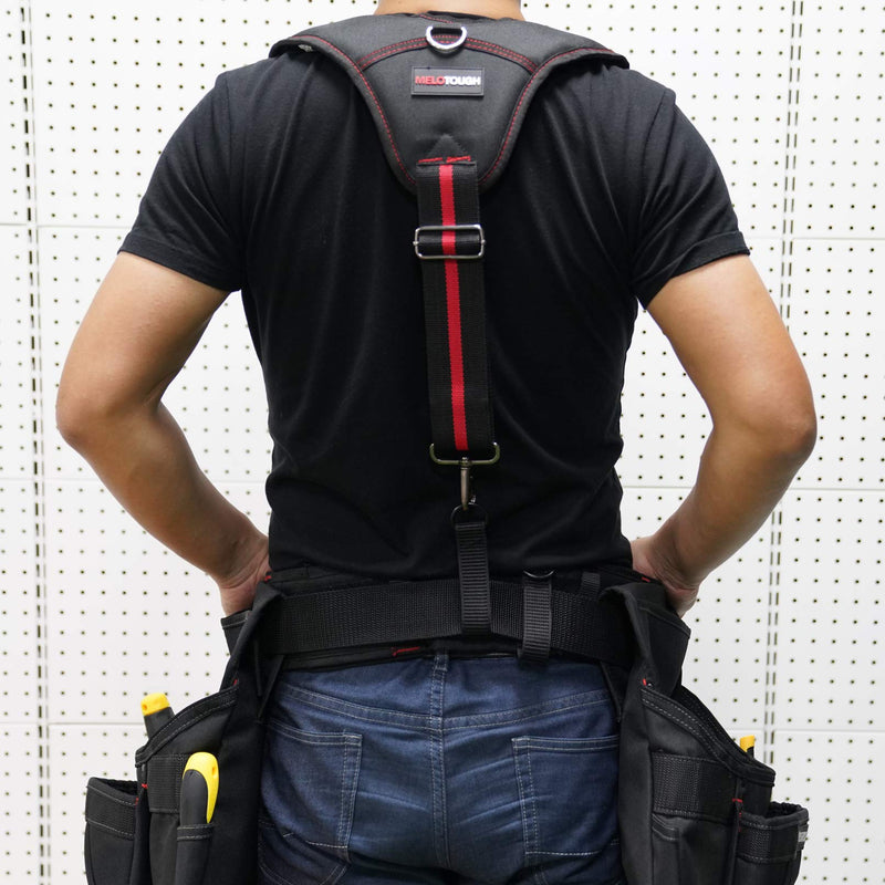 MELOTOUGH Tool Belt Suspenders for Work Belt Suspenders Heavy Duty Padded Suspenders for Electrician/Construction/Farmer Red Color