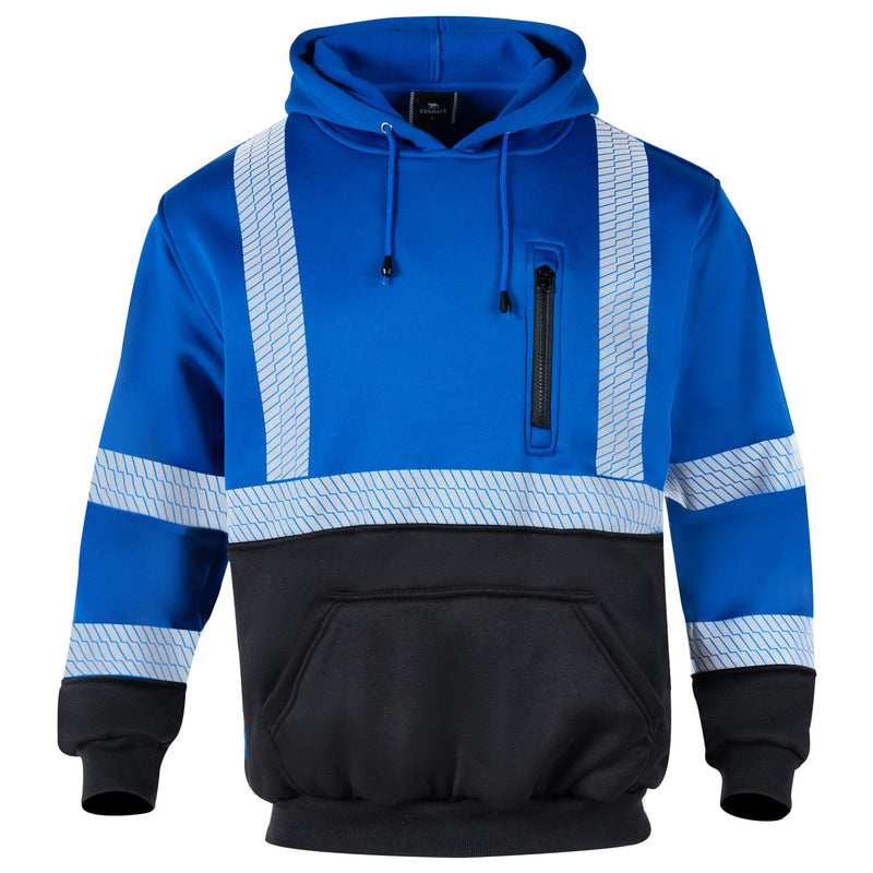 VENDACE High Visibility Reflective Safety Fleece Sweatshirt Hoodies for Men ANSI Class 3 Hi Vis Pullover Hoodie Jacket(Royal blue,2XL) XX-Large Royal Blue