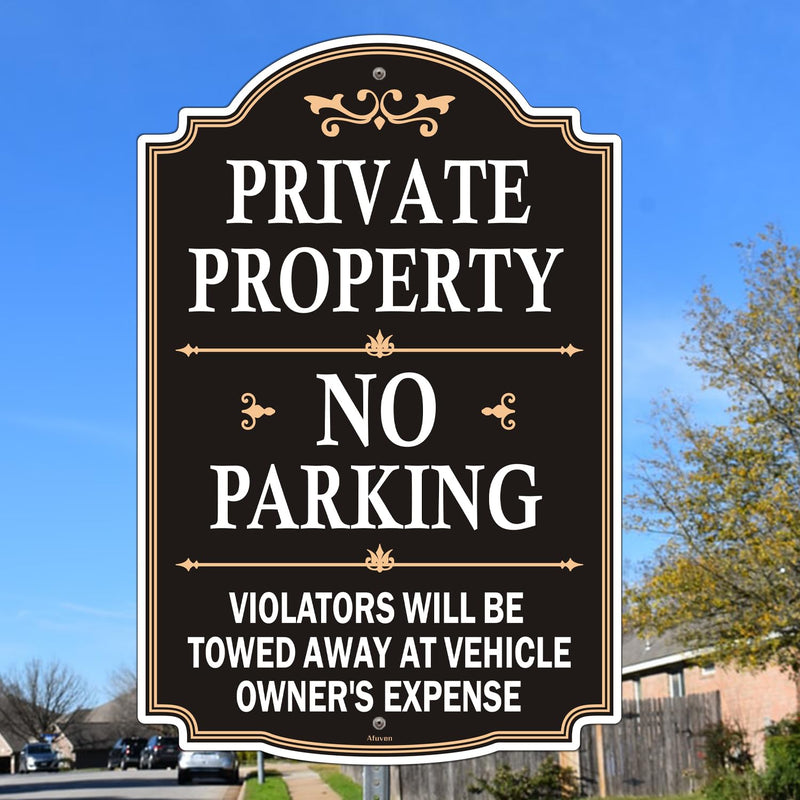 Private Property No Parking Violators Will Be Towed Away at Vehicle Owner's Expense Sign 12" x 18" Metal Rust-Free Aluminum UV Protected Sturdy 2 Pack A2
