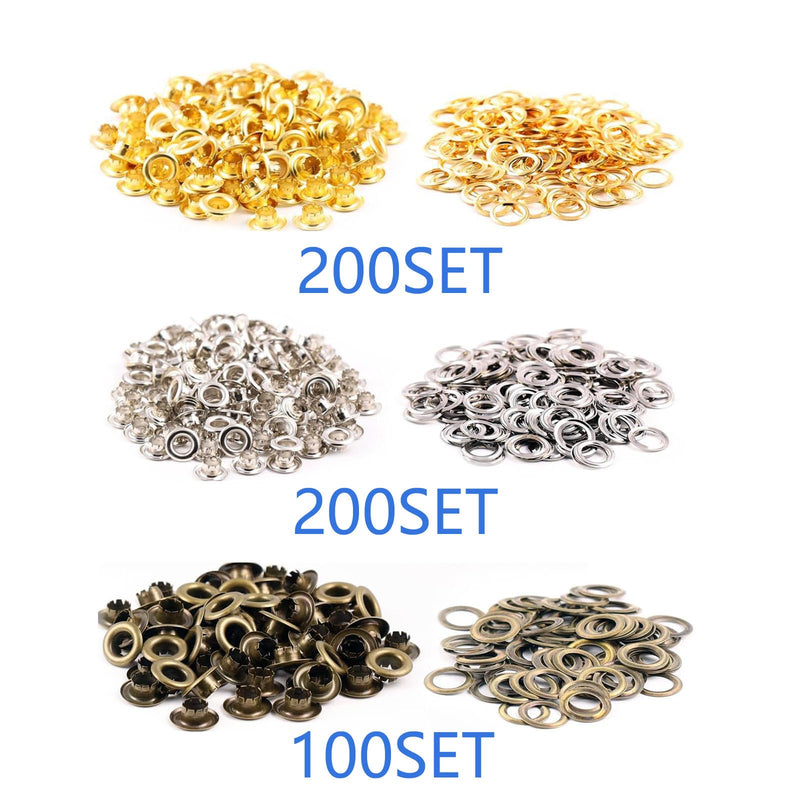 [Australia - AusPower] - 1003Pcs Grommet Tool Kit, 1/4 Inch 6mm(Inside) Grommet Eyelet Pliers Kit with 1000 Metal Eyelets with Washers for Fabric, Leather, Belt, Shoes, Clothes 