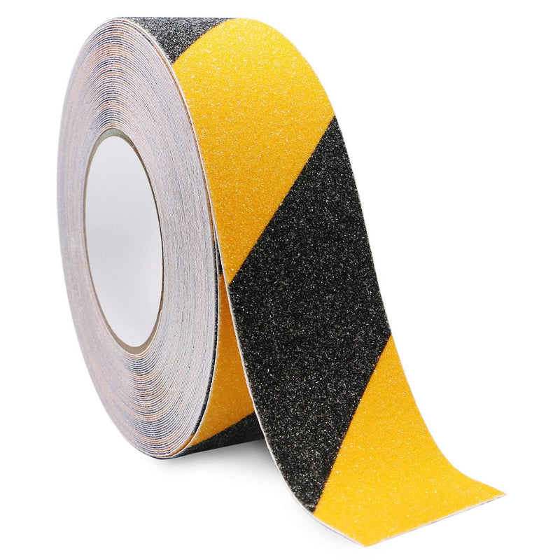 Anti Slip Safety Grip Tape 2 Inch x 60 Foot, Non Skid Tread for Stairs, Steps, Floors, Caution Dangerous Zones, Indoor and Outdoor Use (Yellow and Black) 2 Inch x 60 Ft