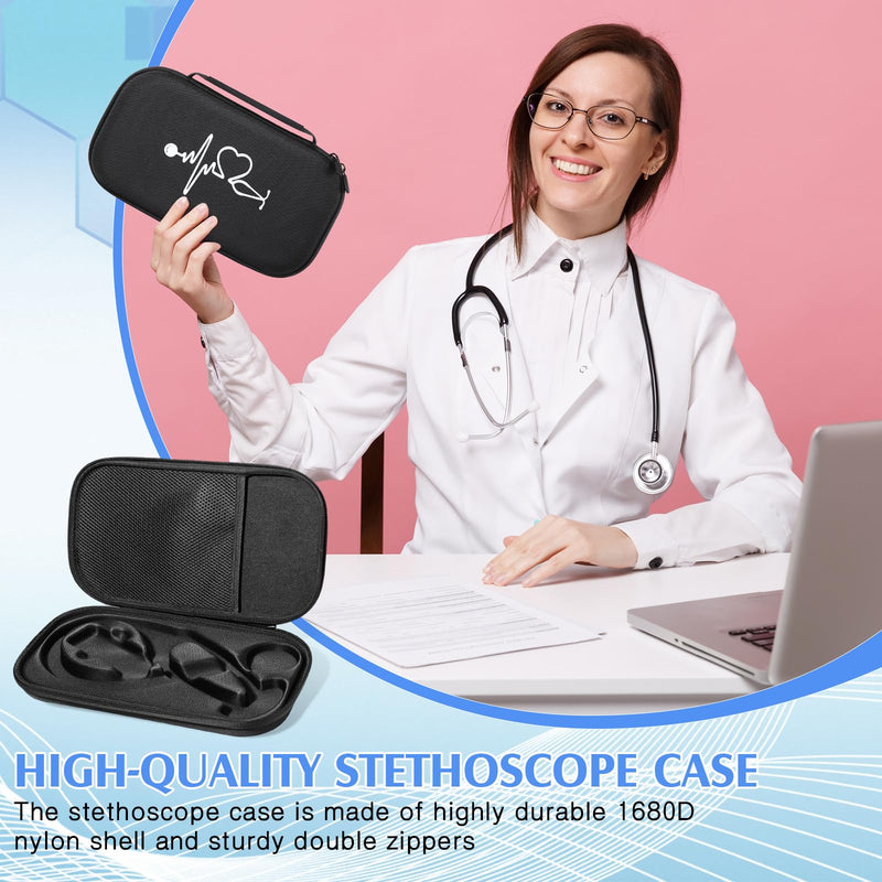 [Australia - AusPower] - 1 Pack Digital Stethoscope Case with Printed Pattern 13.19 x 7.48 x 1.77 Inches Large Travel Carrying Case Storage Bag Compatible with Digital or Cardiology Stethoscope 