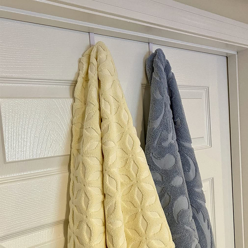 [Australia - AusPower] - Evelots Over The Door Hooks for Wide Doors, 2 Pack Heavy Duty White Rubber Coated Metal Door Hanger Hook for Hanging Clothes, Towels, Coats, Hats in Bathroom, Bedroom, or Office Set of 2 Wide Door Width 