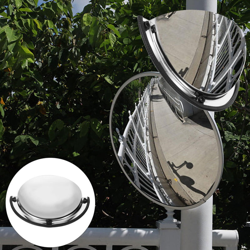 [Australia - AusPower] - CLISPEED Convex Security Corner Mirror 12 Inch Acrylic Bubble Half Dome Mirror with Black Rim for Driveway Warehouse Office Parking Garage 180 degree 