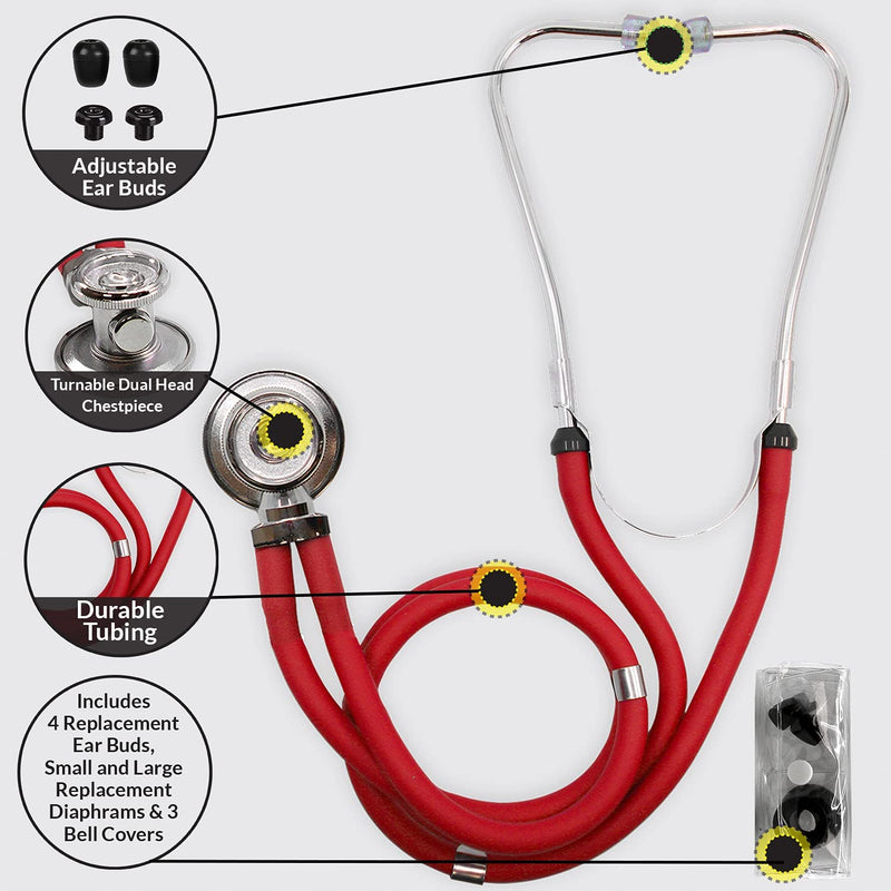 [Australia - AusPower] - Dixie Ems Sprague-Rappaport Type Two Tube Stethoscope – Burgundy 